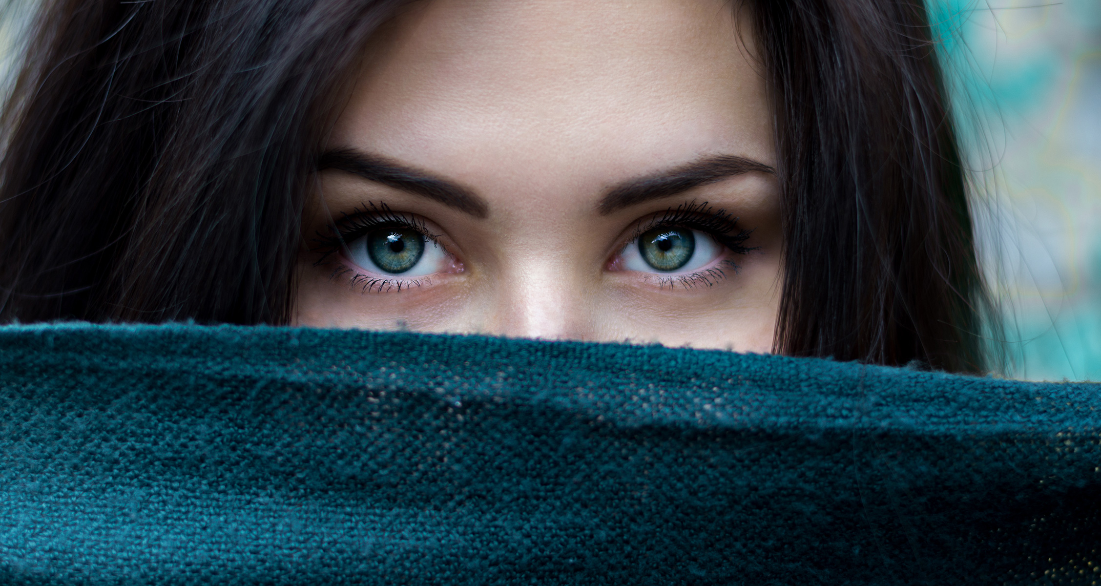 Black Haired Girl with Green eyes